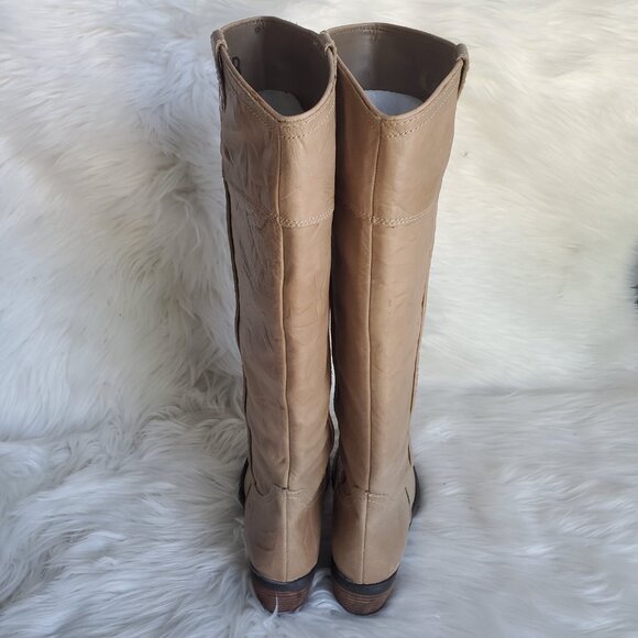 Gianni Bini Tan Leather Western Wrinkle Tall Riding Boots SZ 8 - Picture 6 of 14